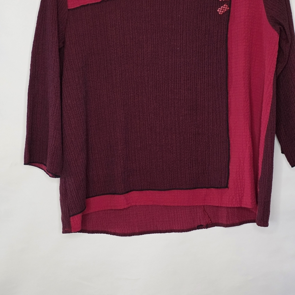 Habitat Colorblocked Oversized Top Size Small 3/4 Sleeves Lagenlook Shirt - Picture 5 of 14